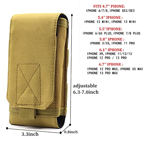 Universal Tactical MOLLE Holster Army Mobile Phone Belt Pouch EDC Security Pack Carry Accessory Kit Waist Bag Case Compatible iPhone 13 Pro X XS Max XR 7 8 6/6s Plus Samsung Galaxy S10 S9 S8 Plus - color: #D (Big)