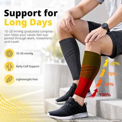 CAMBIVO Calf Compression Sleeve 15-20mmHg Footless for Shin Splint Relief - color: Black