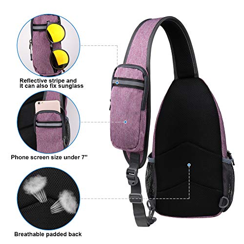WATERFLY Crossbody Sling Backpack Sling Bag Travel Hiking Chest Bag Daypack (Purple) - color: B-purple