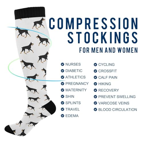 Compression Socks for Women & Men Knee High Socks - color: Doberman Dog