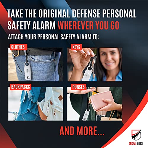 Original Defense® Siren Self-Defense Alarm - 130 dB Keychain Alarm with LED Strobe Light for Women, Children, and Elderly - Police Recommended - (White, 1 Count) - color: White