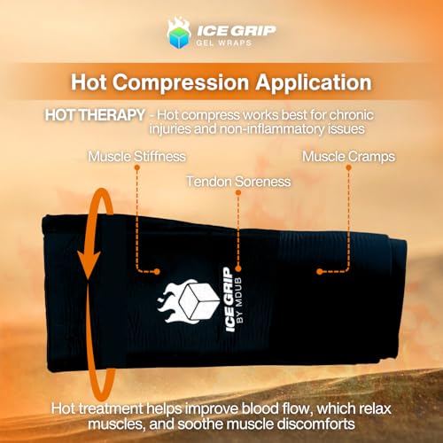 Black Ice Pack Wrap, Hot & Cold Therapy (Small) - Multi-Use Reusable Ice Pack Sleeve for Pain Relief for Knee, Elbow, Hamstring, Shin, Forearm, Ankle - size: Small