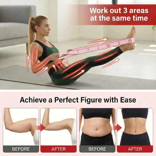 Resistance Bands for Legs: Numbered Stretch Bands for Exercise Yoga - color: Pink