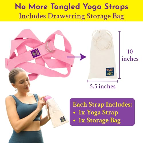 Extra-Wide 2 Inch Cotton Yoga Strap: Stretching, Physical Therapy, Exercise - color: Pink, size: 10 feet