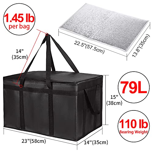 1-Pack Insulated Food Delivery Bag with Hard Bottom, 3X-Large, Black - color: Black, size: 3X-Large with Hard Bottom