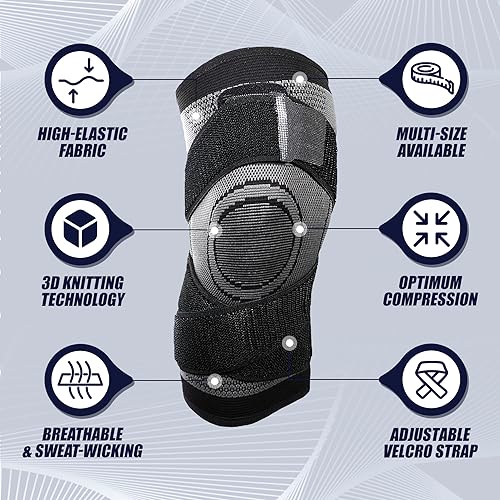 1 Pack Knee Brace for Women, Compression Sleeve with Strap-M Black - color: Grey, size: Medium