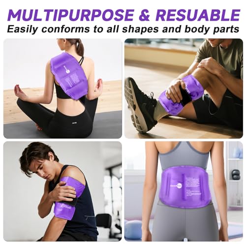 AiricePac Large Ice Pack for Injuries Reusable Gel for Lower Back, Cold Packs Wrap for Shoulder, Knee, Elbow, Hip, Leg, Soft Cold Compress,16 × 9",Purple - style: PURPLE-1