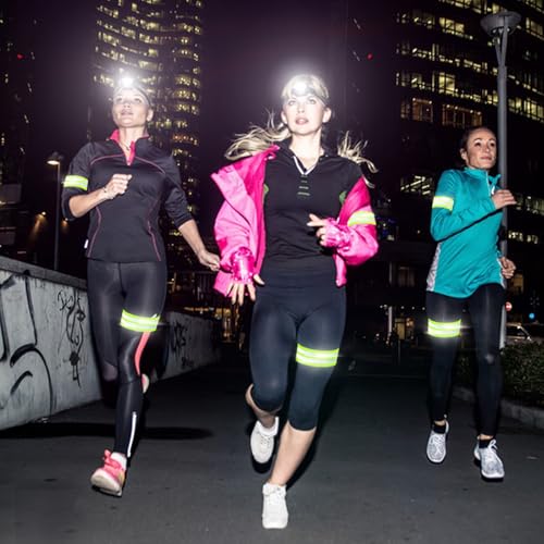 4 Pack Reflective Bands, Adjustable Reflective Running Gear Safety Reflector Tape Straps, Elastic High Visibility Arm Wrist Ankle Leg Straps for Night Running, Cycling,Walking (Green)
