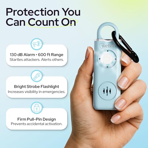 Personal Safety Alarm Keychain for Women, 130dB, USB-C Rechargeable - color: C - Blue