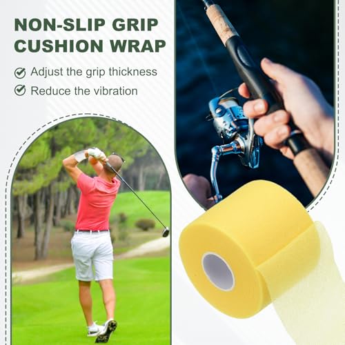 Pre Wrap Tape, Non-Slip Grip Cushion Wrap Prewrap Athletic Tape- Fitting for (Tennis- Badminton - Pickleball - Sports) - color: Yellow