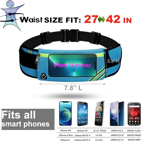 USHAKE Running Belt Fanny Pack for Women & Men, Phone Holder Waist Bag - color: Blue