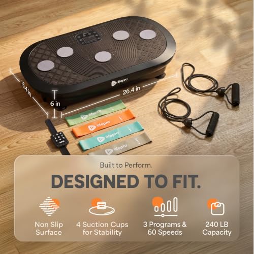 Lifepro Rumblex 4D Vibration Plate Exercise Machine with 7 Training Modes - color: Black, size: Plus Mini