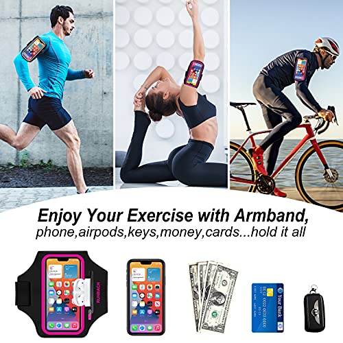 Armband for Samsung Galaxy S26/S25/S24/S23/S22/S21/S20/S10/S9/S8,Galaxy A01/A8/A10e/A20e/A41/M01/Xcover 5,Water Resistant Sport Armband with Zipper Slot for Galaxy Buds (Pink) - color: Pink