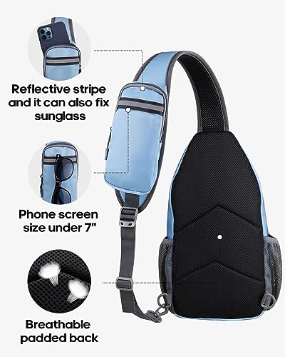 WATERFLY Sports Crossbody Sling Backpack Sling Bag Chest Bag Daypack for Cycling Hiking Running Men Women - color: Starry Night Light Blue