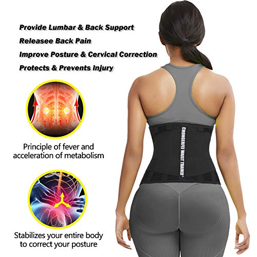 ChongErfei Waist Trainer Belt for Women & Man - Waist Trimmer Ab Belt - color: Black, size: X-Large