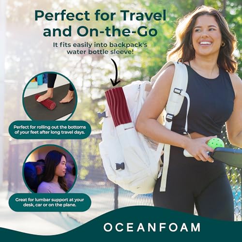 Oceanfoam Ripple Roller - Small Foam Roller for Physical Therapy (Maroon) - color: Maroon