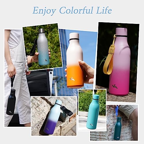Konokyo 18 oz Insulated Stainless Steel Metal Water Bottle with Strap - color: Lavender Green, size: 18 Ounces