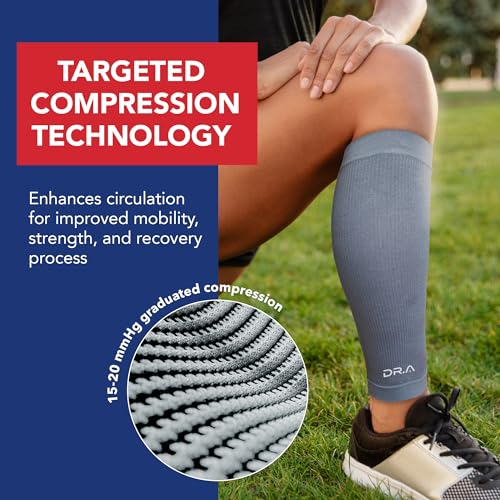 Dr. Arthritis Calf Compression Sleeve for Men and Women, Helps with Varicose Vein & Calf Discomfort (Medium, Grey, 1 Pair) - color: Grey
