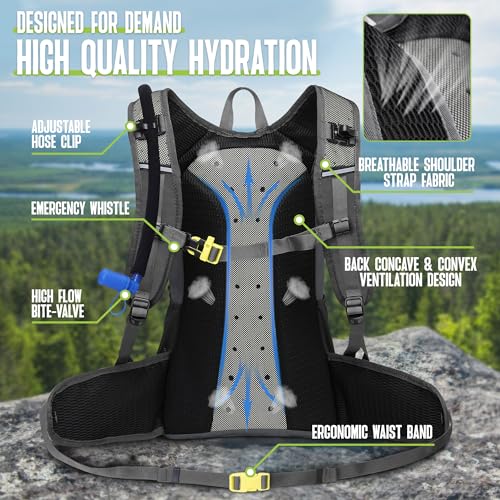 N NEVO RHINO Hydration Backpack, 18L Hiking Backpack with 3L Water Bladder - color: Grey