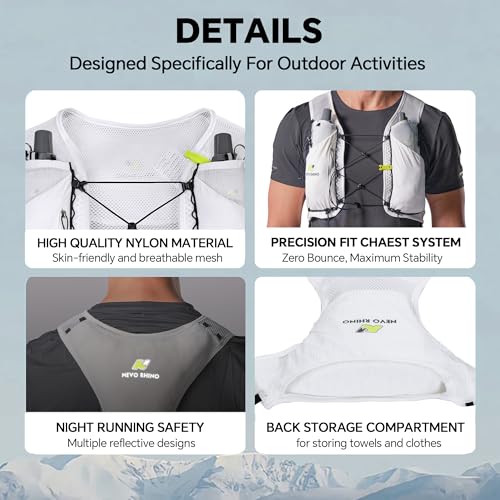 N NEVO RHINO Running Hydration Vest with 2 TPU 250ml Soft Flasks - color: White, size: Large