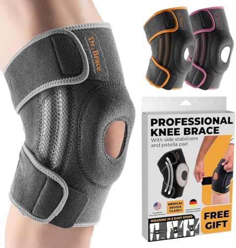 DR. BRACE ELITE Knee Brace with Side Stabilizers & Patella Gel Pads - color: Moon, size: Small
