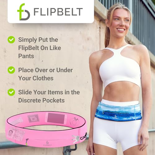 FlipBelt Zipper Running Belt, Waist Pack for Fitness and Running, US Company - color: Girly Pop Pink, size: X-Small