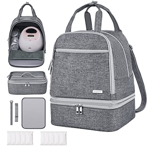 Derbiedersinn Breast Pump Bag, Compatible with Spectra Pumps, Insulated Carrying Case with Cooler for Milk Storage, Travel, Work, Daycare, Grey - color: Grey