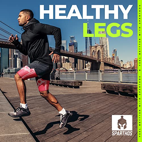 Sparthos Thigh Compression Sleeves, Quad Wrap, Hamstring Brace - Pink-XL - color: Flamingo Pink