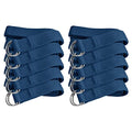 Bulk Yoga Straps, 10 Pack, 6ft, D-Ring Buckle - color: Blue