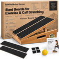 BAM Athletica Slant Boards for Exercise – Adjustable Wooden Calf Stretcher Incline Board for Calf Stretching, Squats, Physical Therapy, Plantar Fasciitis, Knee, Foot & Ankle Rehab, Velour Slant Board - color: Premium Slant Board | Large Full Coverage