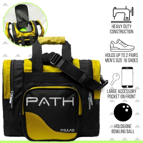 Pyramid Path Pro Deluxe Single Bowling Ball Tote - Holds One Ball, One Pair Shoes Up to Mens 15 - color: Yellow
