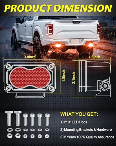 Red LED Pods Waterproof 3" 40W CREE LED Marine Navigation Lights - color: Red