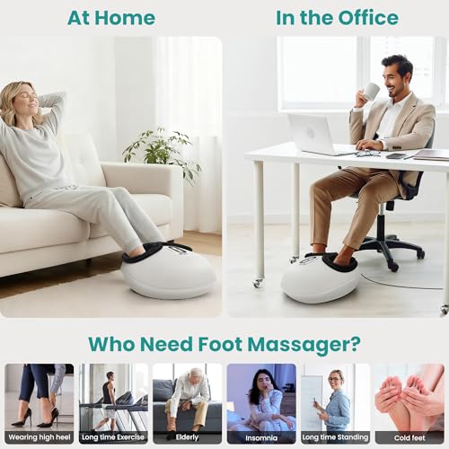 Nekteck Shiatsu Foot Massager with Heat & Air Compression Deep Kneading - color: Beige, size: Large