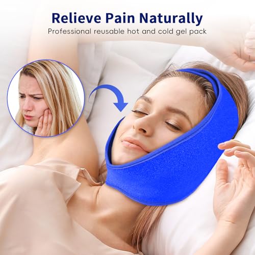 Wisdom Teeth Ice Pack Head Wrap for Pain Relief - Cold Hot Therapy for Face - color: Blue