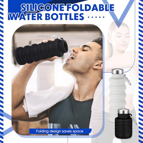Baderke 2 Pcs Collapsible Water Bottles, 17oz, Black, Gray White - color: Black, Gray White