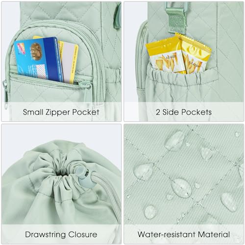sportsnew 40oz Insulated Crossbody Water Bottle Sling Bag w/Phone Pocket - color: Quilt Green