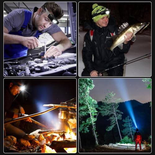 Rugtol Headlamp Rechargeable, 2000 Lumen Super Bright LED Head Lamps with Red Light, 2600 mAh Battery Powered Head Lights for Adults Outdoor Camping - size: 2000 Lumen with red