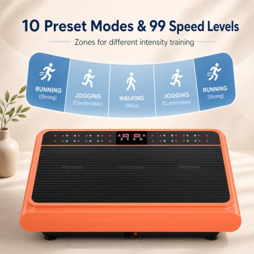 Natini Vibration Plate Exercise Machine with Pilates Bar, Orange