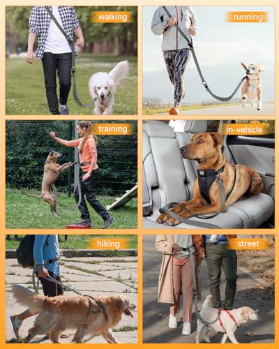 Hands Free Dog Leash, Multifunctional Crossbody Dog Leash - color: Gray, size: Medium-5.3-7.9ft