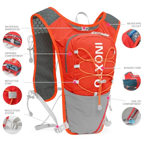 IX INOXTO Running Hydration Vest for Women Men with 500ML Soft Flask - color: orange with 500ml