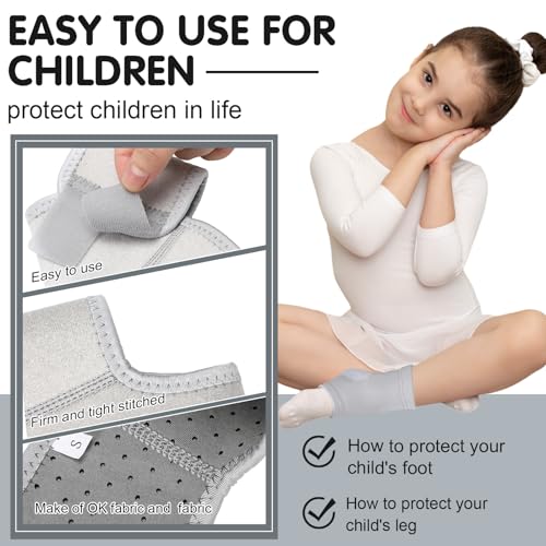 Tarpop 2 Pairs Kids Ankle Brace, Compression Sleeves, M+S, Grey - color: Grey, size: Small,Medium