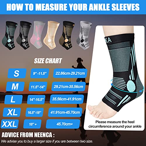 NEENCA Foot & Ankle Brace Socks for Sprained-Ankle Compression Sleeves Set - color: Blue, size: Large