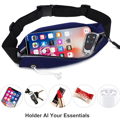 Running Belt Fanny Pack Men and Women Slim Running Bag Money Belt - color: Blue