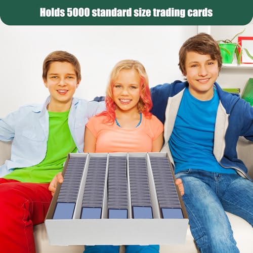 3 Pcs Trading Card Storage Boxes 5000 Count Card Organizer with Dividers