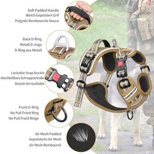 HEELE Dog Harness, Soft Padded, Neck Release Buckles,Easy On & Off, Brown S - color: Lock Brown, size: S (Pack of 1)