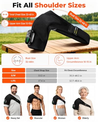 Upgraded Cordless Red Light Therapy for Shoulder Wrap with Heat & Vibration Massage, 660nm & 850nm LED Shoulder Pad for Men Women, Office Sports & Daily Use