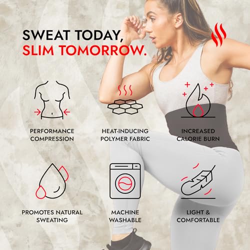 Sweat Shaper Waist Trimmer for Women, Waist Trainer Sauna Belt, Neoprene-free Waist Cincher, Thermo Sauna Slimming Belt - color: Black, size: XX-Large