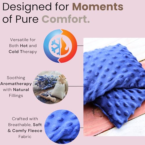 Microwavable Heating Pad for Cramps, Back, Neck & Shoulders – Moist Heat Pad with Lavender, Flaxseed & Buckwheat – Hot & Cold Therapy – Reusable, Non-Electric, 14x5 Inch