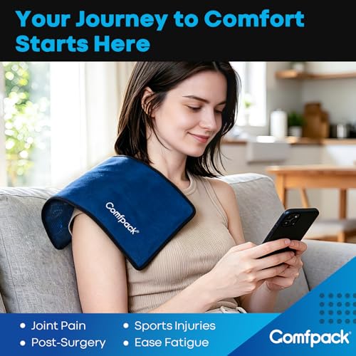 Comfpack Ice Pack for Injuries Reusable, 13.4×8.6" Cold Gel Wrap with Strap