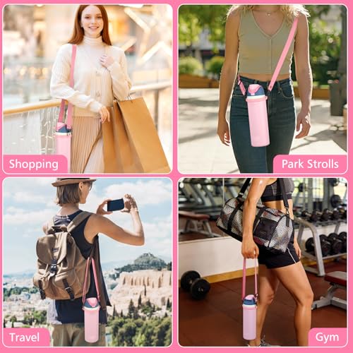 Accmor Water Bottle Strap Compatible with Owala Freesip Sway 30 oz 40 oz and Owala Freesip 24 oz 32 oz 40 oz, Adjustable Portable Water Bottle Handle Strap for Owala - color: pink